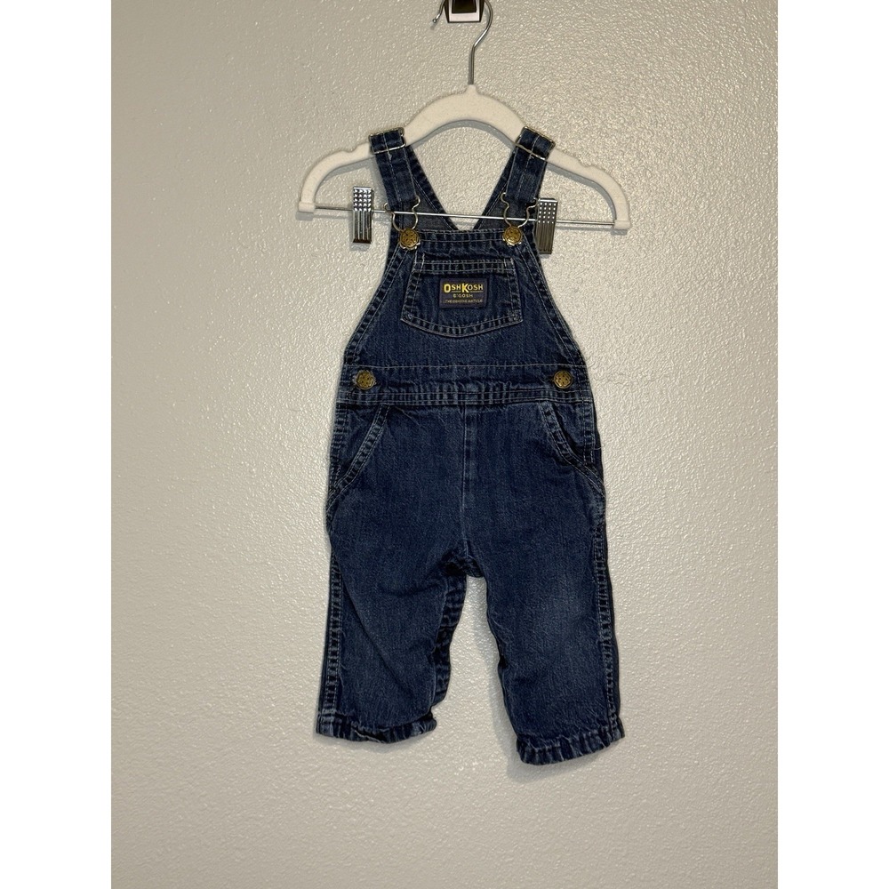 Vintage 80s Oshkosh B'Gosh Baby 6-9m Blue Jean Vestbak Overalls USA